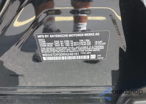 2024 BMW X3 Sdrive30I из США, поврежденный, VIN WBX47DP00RN248181